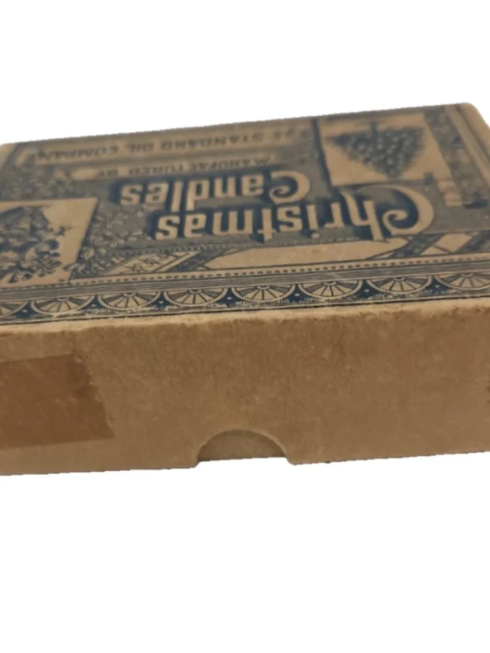 Antique 1800s Christmas Time Capsule Box Petroliana Wood Puzzle Toy Card Crayons